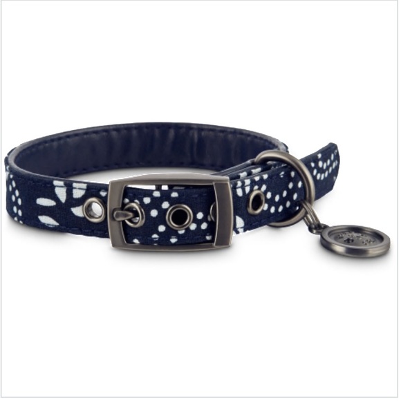 Bond & Co Other - Bond and Co Tropical Leaf Indigo Blue and White Dog Collar, Small